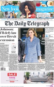 The Daily Telegraph () Newspaper Front Page for 7 September 2019