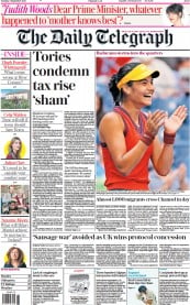 The Daily Telegraph () Newspaper Front Page for 7 September 2021