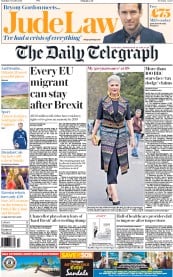 The Daily Telegraph () Newspaper Front Page for 8 October 2016