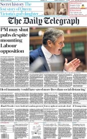 The Daily Telegraph () Newspaper Front Page for 8 October 2020