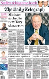 The Daily Telegraph () Newspaper Front Page for 8 October 2022