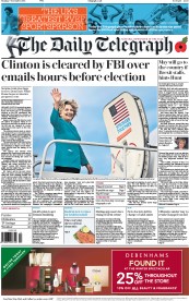 The Daily Telegraph () Newspaper Front Page for 8 November 2016
