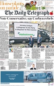 The Daily Telegraph () Newspaper Front Page for 8 November 2019