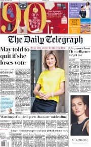 The Daily Telegraph () Newspaper Front Page for 8 December 2018