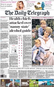 The Daily Telegraph () Newspaper Front Page for 8 January 2016