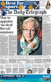 The Daily Telegraph () Newspaper Front Page for 8 January 2018