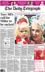 The Daily Telegraph () Newspaper Front Page for 8 April 2014