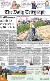 The Daily Telegraph () Newspaper Front Page for 8 May 2018