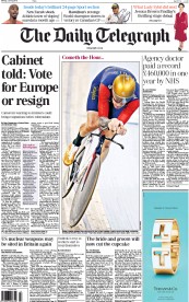 The Daily Telegraph () Newspaper Front Page for 8 June 2015