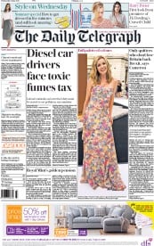 The Daily Telegraph () Newspaper Front Page for 8 June 2016
