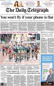 The Daily Telegraph () Newspaper Front Page for 8 July 2014