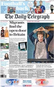 The Daily Telegraph () Newspaper Front Page for 8 August 2015