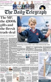 The Daily Telegraph () Newspaper Front Page for 8 September 2017