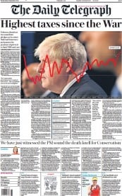 The Daily Telegraph () Newspaper Front Page for 8 September 2021