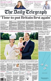 The Daily Telegraph () Newspaper Front Page for 9 October 2015