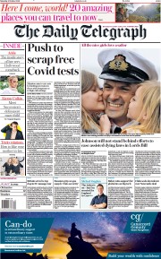 The Daily Telegraph () Newspaper Front Page for 9 October 2021
