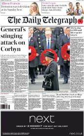 The Daily Telegraph () Newspaper Front Page for 9 November 2015