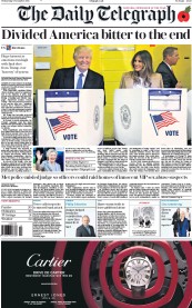 The Daily Telegraph () Newspaper Front Page for 9 November 2016
