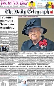 The Daily Telegraph () Newspaper Front Page for 9 November 2020