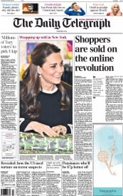 The Daily Telegraph () Newspaper Front Page for 9 December 2014