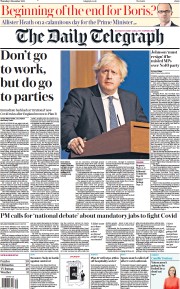 The Daily Telegraph () Newspaper Front Page for 9 December 2021