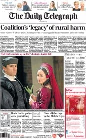 The Daily Telegraph () Newspaper Front Page for 9 January 2014