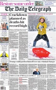 The Daily Telegraph () Newspaper Front Page for 9 January 2021