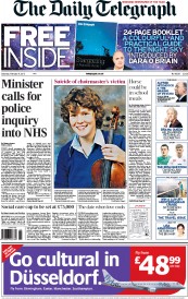 The Daily Telegraph () Newspaper Front Page for 9 February 2013