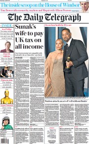 The Daily Telegraph () Newspaper Front Page for 9 April 2022