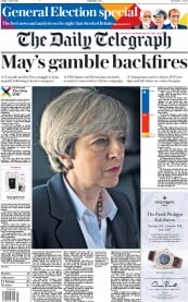 The Daily Telegraph () Newspaper Front Page for 9 June 2017