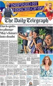The Daily Telegraph () Newspaper Front Page for 9 July 2018