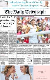 The Daily Telegraph () Newspaper Front Page for 9 July 2019