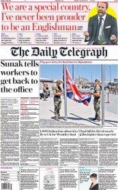 The Daily Telegraph () Newspaper Front Page for 9 July 2021