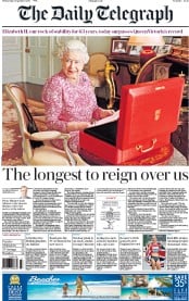 The Daily Telegraph () Newspaper Front Page for 9 September 2015