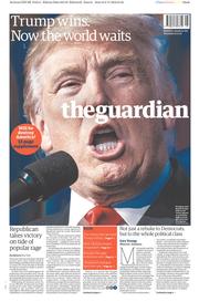 The Guardian () Newspaper Front Page for 10 November 2016