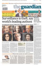 The Guardian () Newspaper Front Page for 10 December 2013