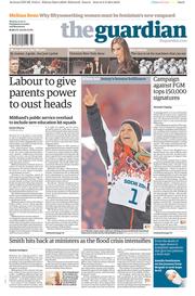 The Guardian () Newspaper Front Page for 10 February 2014
