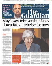 The Guardian () Newspaper Front Page for 10 July 2018
