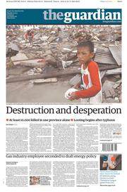 The Guardian () Newspaper Front Page for 11 November 2013