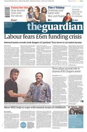 The Guardian () Newspaper Front Page for 11 January 2016
