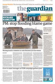 The Guardian () Newspaper Front Page for 11 February 2014