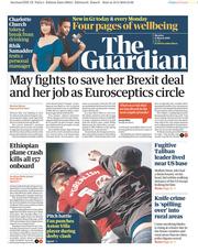 The Guardian () Newspaper Front Page for 11 March 2019