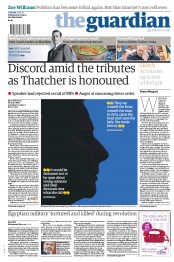The Guardian () Newspaper Front Page for 11 April 2013