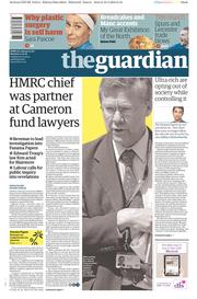 The Guardian () Newspaper Front Page for 11 April 2016