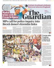 The Guardian () Newspaper Front Page for 11 June 2018