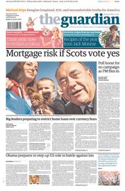 The Guardian () Newspaper Front Page for 11 September 2014