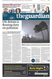 The Guardian () Newspaper Front Page for 11 September 2017