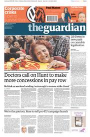 The Guardian () Newspaper Front Page for 12 October 2015