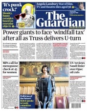 The Guardian () Newspaper Front Page for 12 October 2022