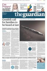 The Guardian () Newspaper Front Page for 12 December 2017